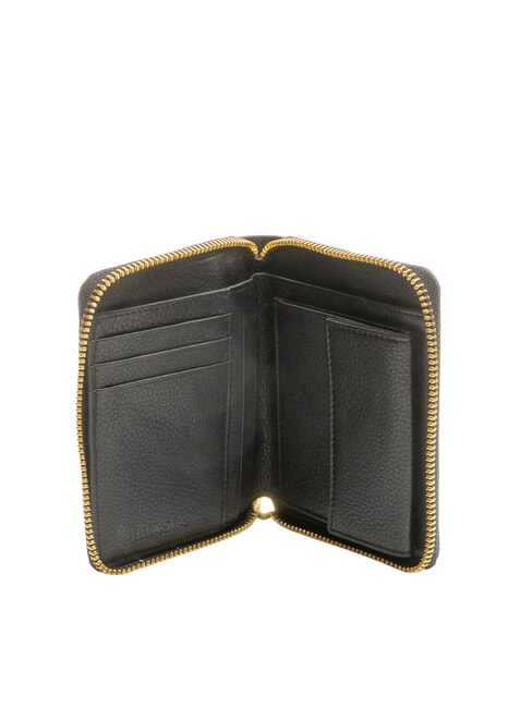 EDA Portofel mediu din piele cu fermoar negru - Portofele femei