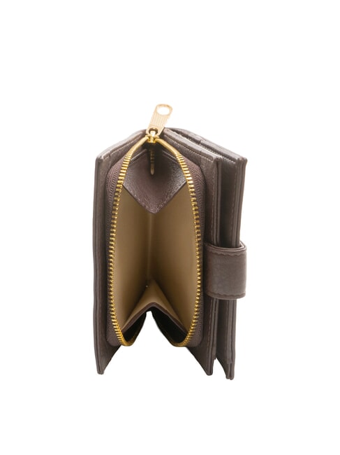 EDA Portofel compact din piele &icirc;ntuneric - Portofele femei