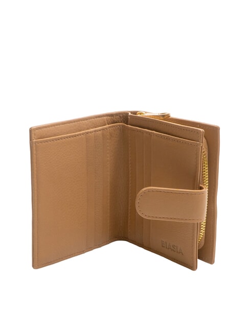 EDA Portofel compact din piele cămilă - Portofele femei