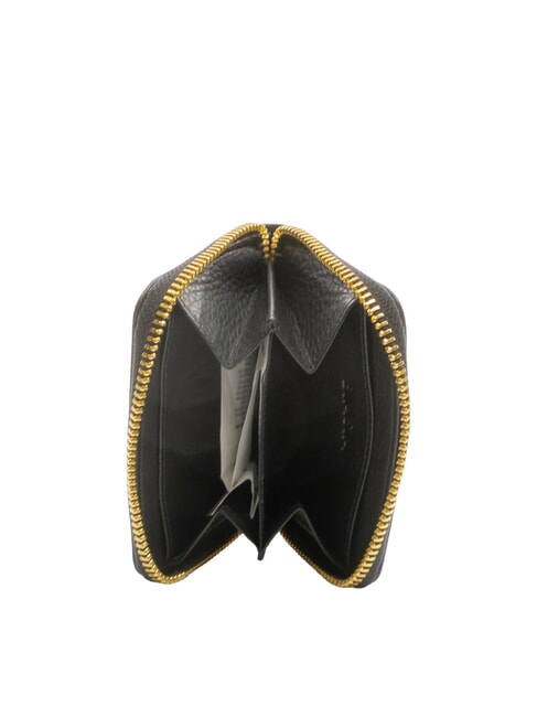 EDA Portofel mic din piele cu fermoar negru - Portofele femei