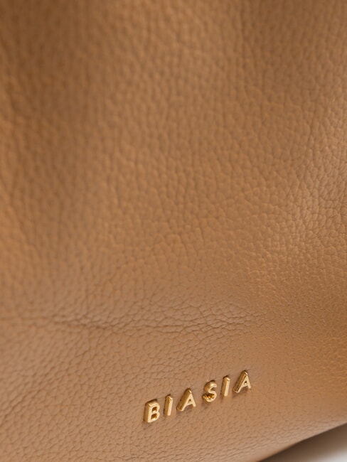 WEAVE Geantă de cumpărături din piele cu curea de umăr cămilă - Genți femei