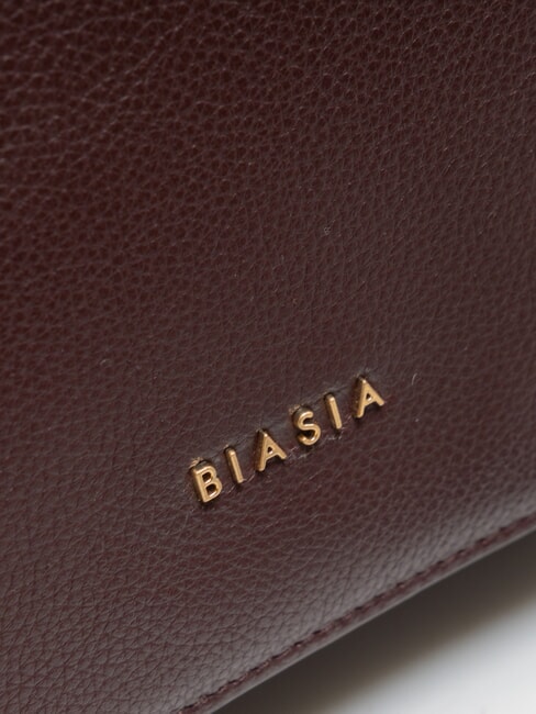 NOVEAU Geantă de umăr din piele cu clapă prună uscată - Genți femei