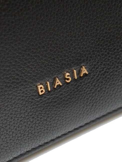 NOVEAU Geantă de umăr din piele cu clapă negru - Genți femei