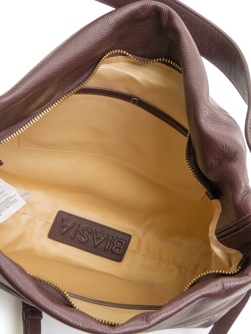 NOVEAU Geantă tip ghiozdan din piele cu curea de umăr prună uscată - Genți femei