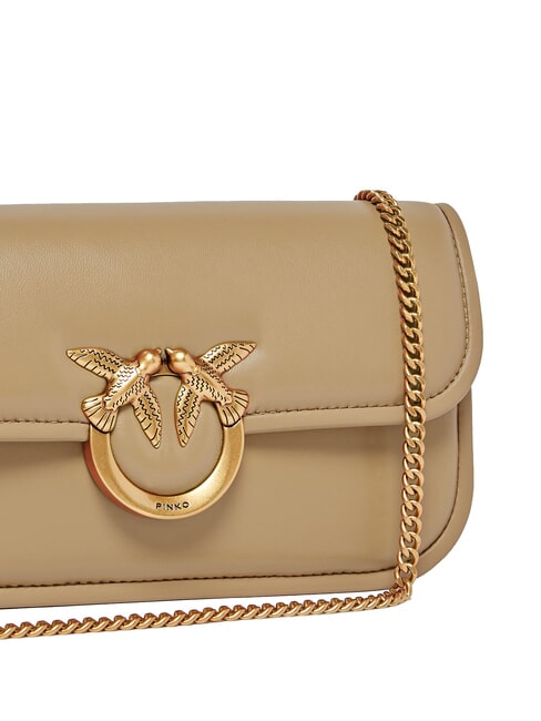 LOVE BOX Geantă de umăr, din piele biscuit de ghimbir-aur antic - Genți femei