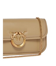 PINKO LOVE BOX Geantă de umăr, din piele biscuit de ghimbir-aur antic - Genți femei - 3