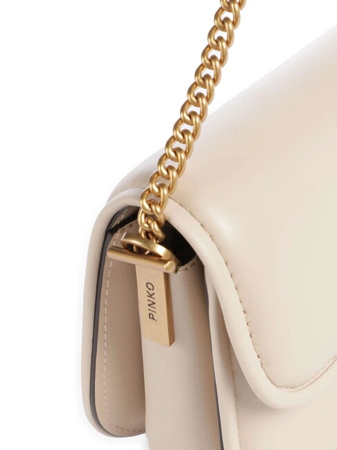 LOVE BOX Geantă de umăr, din piele bej-gri fumuriu-auriu antic - Genți femei