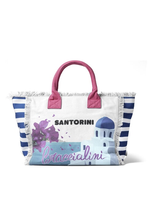 SUMMER Geantă tote din pânză cu imprimeu Santorini - Genți femei
