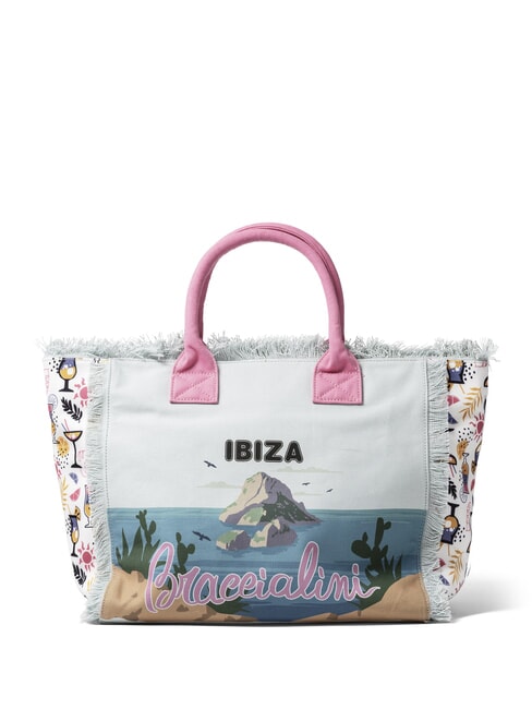 SUMMER Geantă tote din pânză cu imprimeu Ibiza - Genți femei