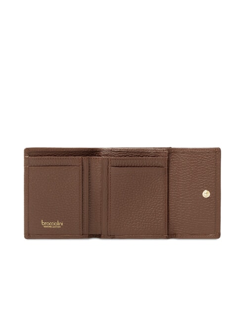 BASIC Portofel mic din piele cu clapă maro - Portofele femei