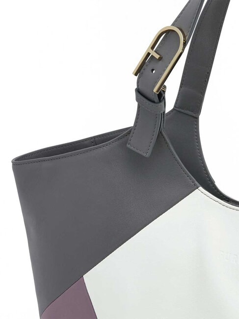 FLOW Geantă de umăr din piele imprimată bezea+aură+sol - Genți femei