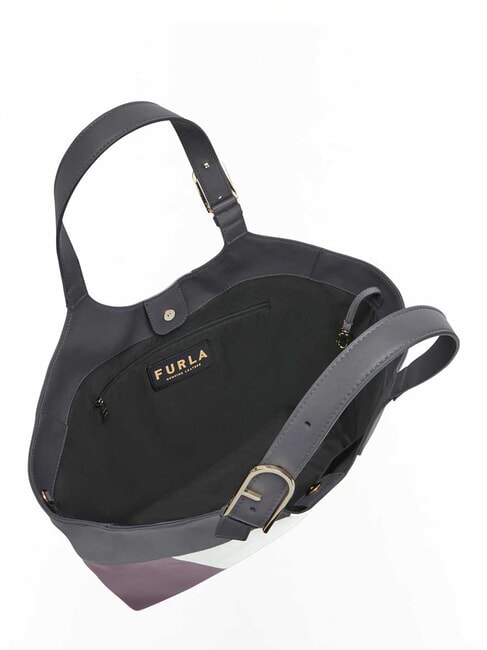 FLOW Geantă de umăr din piele imprimată bezea+aură+sol - Genți femei