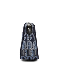 FURLA MOON Geantă mini din material jacquard albastru denim + tonuri de negru - Genți femei - 3