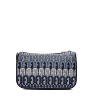 FURLA MOON Geantă mini din material jacquard albastru denim + tonuri de negru - Genți femei - 4