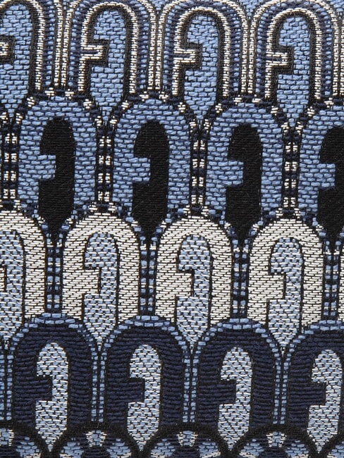 MOON Geantă mini din material jacquard albastru denim + tonuri de negru - Genți femei