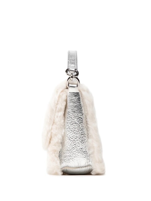 1927 SOFT Geantă mini cu curea de umăr bumbac alb + culoare argintiu + negru - Genți femei