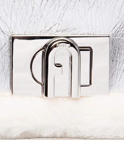 1927 SOFT Geantă mini cu curea de umăr bumbac alb + culoare argintiu + negru - Genți femei