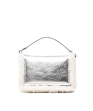 FURLA 1927 SOFT Geantă mini cu curea de umăr bumbac alb + culoare argintiu + negru - Genți femei - 5