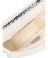 FURLA 1927 SOFT Geantă mini cu curea de umăr bumbac alb + culoare argintiu + negru - Genți femei - 6