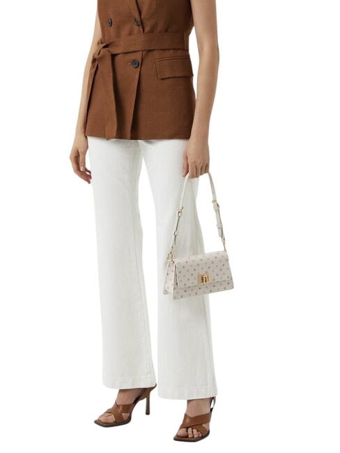 ZOE Geantă de umăr din piele imprimată tonuri de marshmallow - Genți femei