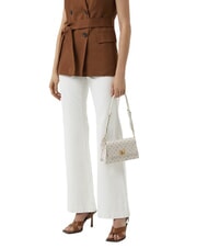 FURLA ZOE Geantă de umăr din piele imprimată tonuri de marshmallow - Genți femei - 5