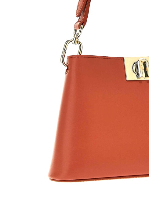 FLEUR Geantă de umăr din piele de vițel scorţişoară - Genți femei