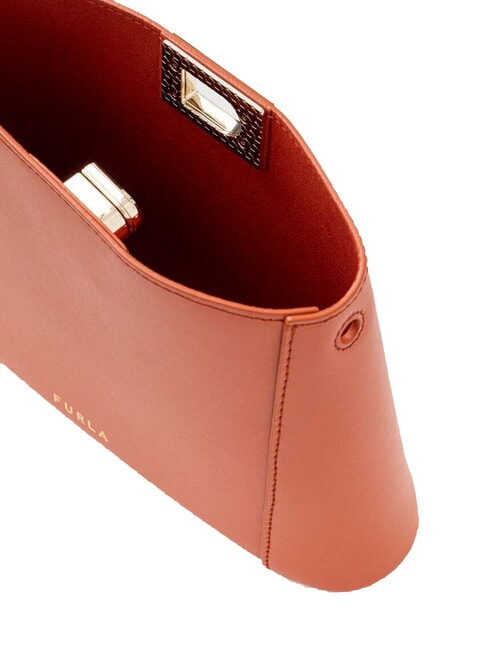 FLEUR Geantă de umăr din piele de vițel scorţişoară - Genți femei