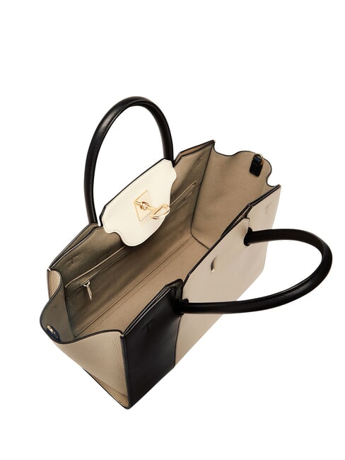 GENESI Geantă de mână din piele cu curea de umăr lună plină+neagră - Genți femei