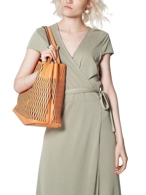 PRIMULA Geantă de umăr din piele perforată apus de soare - Genți femei