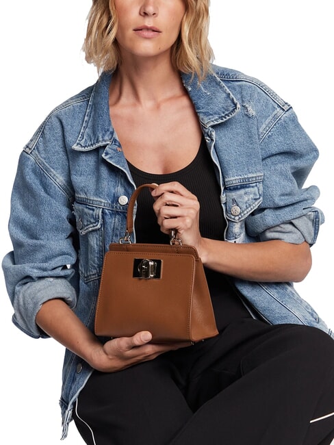 1927 Geanta mini din piele cu imprimeu Ares coniac - Genți femei