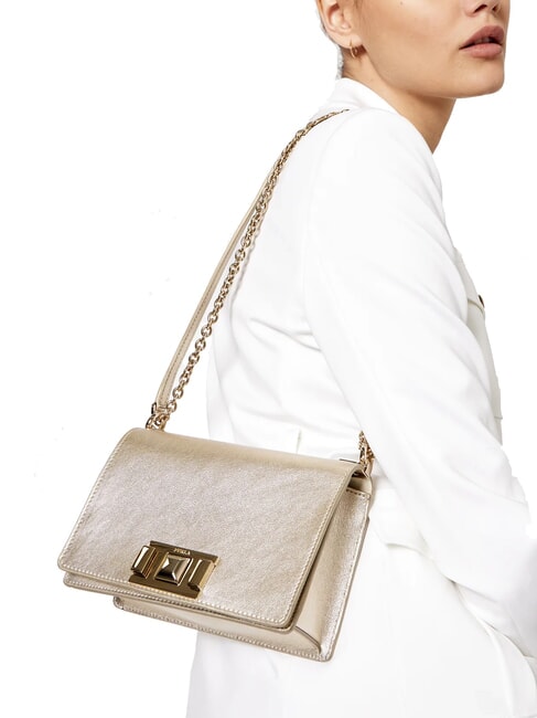 MIMI" Geantă de umăr convertibilă culoare platină - Genți femei