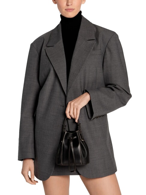 MIASTELLA Mini găleată manuală, cu curea de umăr negru - Genți femei