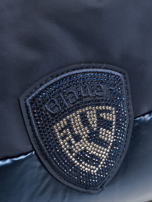 PADDED NYLON Geantă tip clutch moale cu logo cu strasuri BLUE - Genți femei