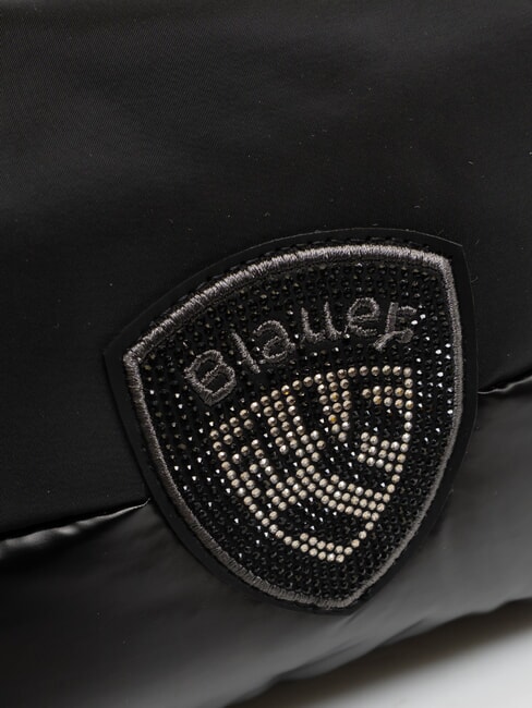 PADDED NYLON Geantă tip clutch moale cu logo cu strasuri BLACK - Genți femei