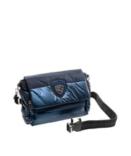 BLAUER PADDED NYLON Geantă de umăr pufoasă cu logo cu strasuri BLUE - Genți femei - 2