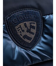 BLAUER PADDED NYLON Geantă de umăr pufoasă cu logo cu strasuri BLUE - Genți femei - 3