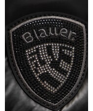 BLAUER PADDED NYLON Geantă de umăr pufoasă cu logo cu strasuri BLACK - Genți femei - 3