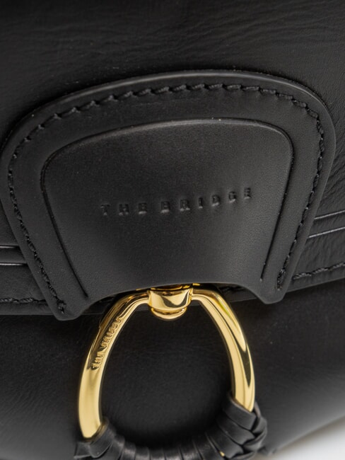 ERICA Geantă de umăr din piele Negru de aur - Genți femei