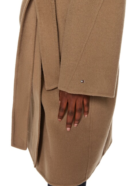 TH Halat de baie din amestec de lână maro sepia deschis - Paltoane de damă