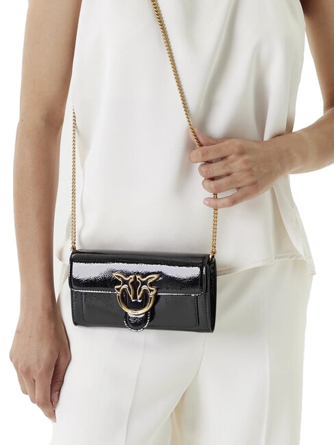 LOVE ONE Geantă mini de umăr strălucitoare aur negru-vechi - Genți femei