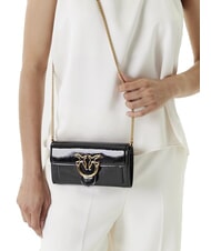 PINKO LOVE ONE Geantă mini de umăr strălucitoare aur negru-vechi - Genți femei - 6