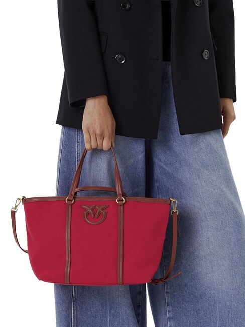 MIRANDA Geantă de cumpărături cu curea de umăr roșu/piele-auriu antic - Genți femei