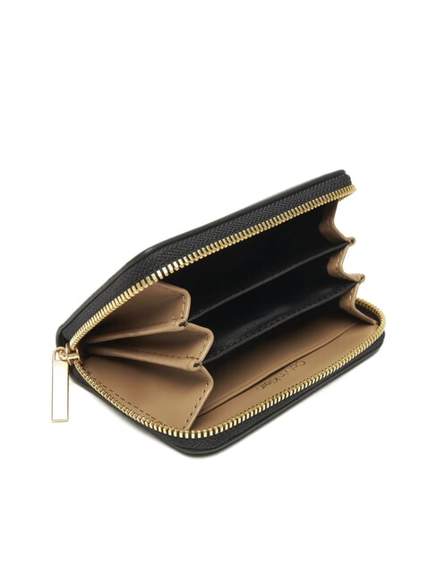 EMBOSSED LOGO Portofel mediu cu fermoar nucă de cocos neagră/prăjită - Portofele femei