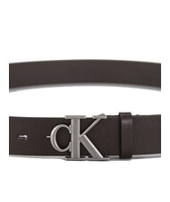 CALVIN KLEIN CK HARDWARE Curea de piele ck maro închis/argintiu antic - Curele - 3