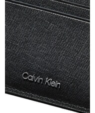 CALVIN KLEIN LOGO HARDWARE SAFFIANO Suport card de credit din piele pe negru - Portofele bărbați - 3