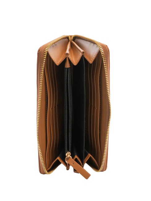 BIRDIE Portofel mare din piele cu fermoar maro - Portofele femei