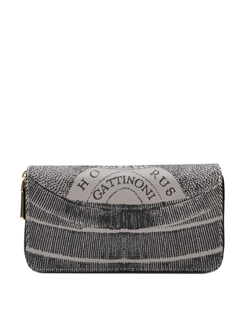 PLANETARIUM Portofel mare cu fermoar dublu gri deschis monocrom/negru - Portofele femei