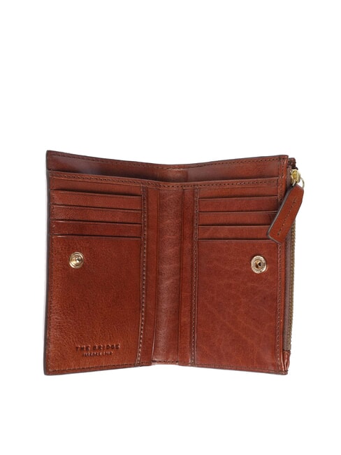 STORY DONNA Portofel din piele cu portofel pentru monede BROWN - Portofele femei
