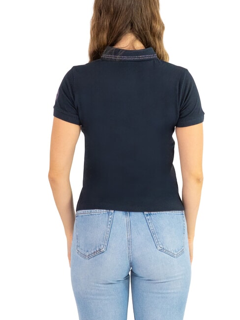 MONDAY Tricou polo de damă cu detalii strălucitoare, croială slim fit albastru marin - maiou Polo