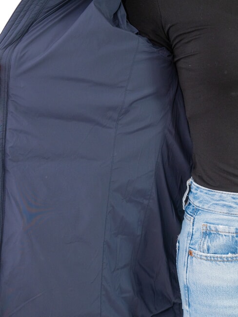 EXPERT Jachetă de puf de lungime medie cu guler &icirc;nalt albastru marin - Jachete de puf pentru femei